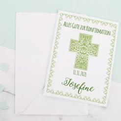 Klappkarte zur Kommunion, Konfirmation oder Taufe in drei Farben
