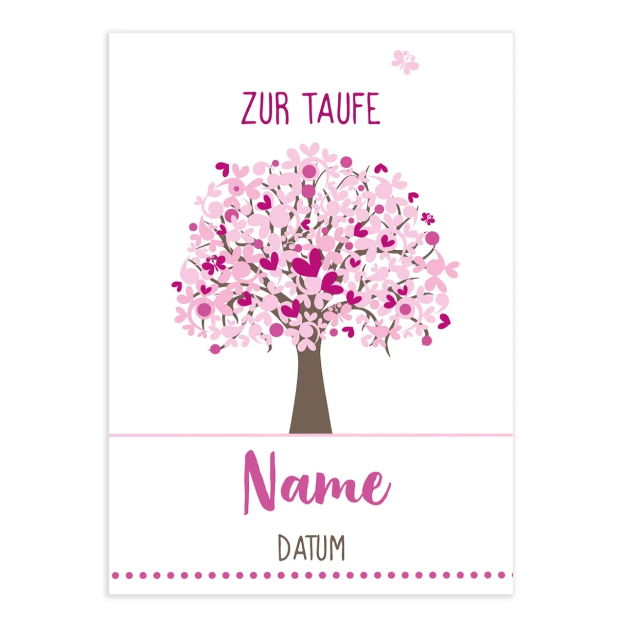 Klappkarte zur Taufe mit Lebensbaum in drei verschiedenen Farben