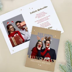Klappkarte zu Weihnachten personalisiert mit Fotos & Wunschtext | Merry Christmas Motiv