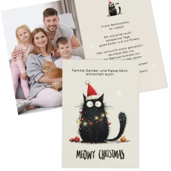 Klappkarte zu Weihnachten personalisiert mit Foto & Wunschtext | Katzenliebhaber Motiv