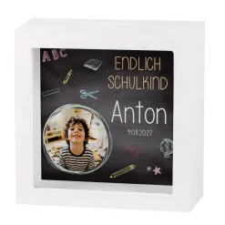 Kleine Bilderrahmen Spardose zum Schulanfang