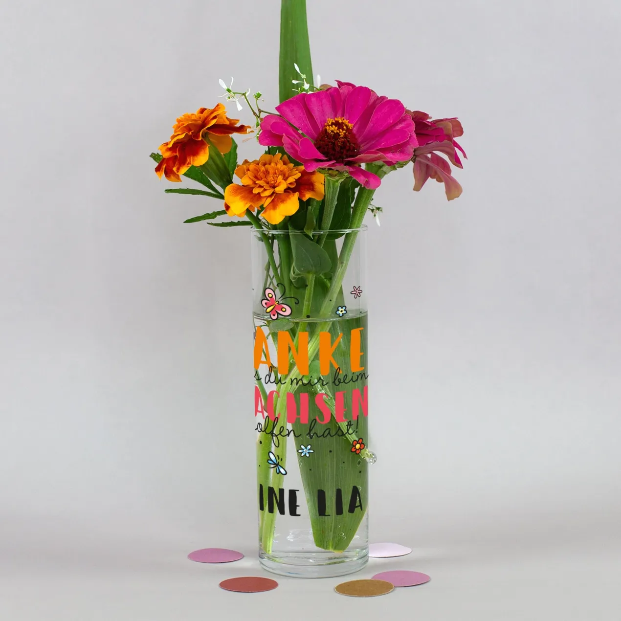 Kleine Blumenvase personalisiert mit Name | Danke Geschenk für Erzieher, Lehrer, Kita & Abschied