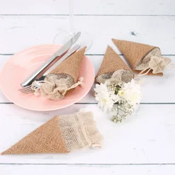 4 Kleine Dekotüten aus Bast