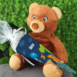 Kleine Dino - Geschwisterschultüte mit Namensaufdruck