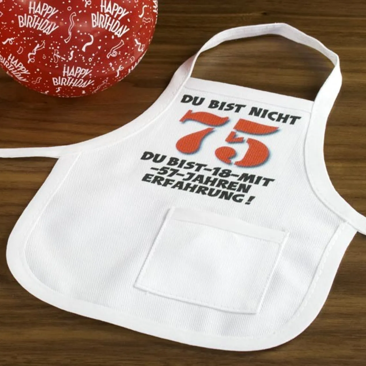 kleine Flaschenschürze zum 75. Geburtstag