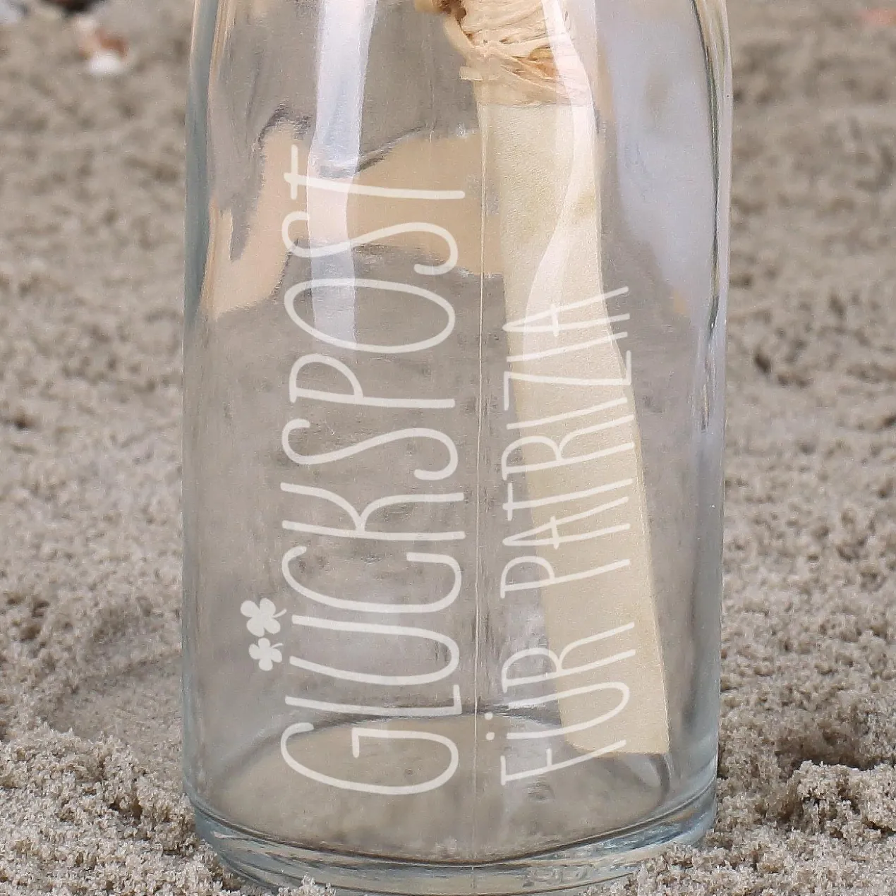 Kleine Glückspost aus der Flasche mit Gravur | Geschenkidee & Geldgeschenk für Lieblingsmenschen