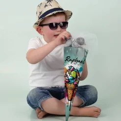 Kleine Graffiti Schultüte mit Eis-Motiv und Name, 28cm