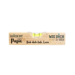 Kleine Holzwasserwaage für den besten Papa mit Ihrem Wunschaufdruck
