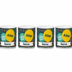 Kleine Kerzen mit Name und Alter als Tischdeko zum Geburtstag