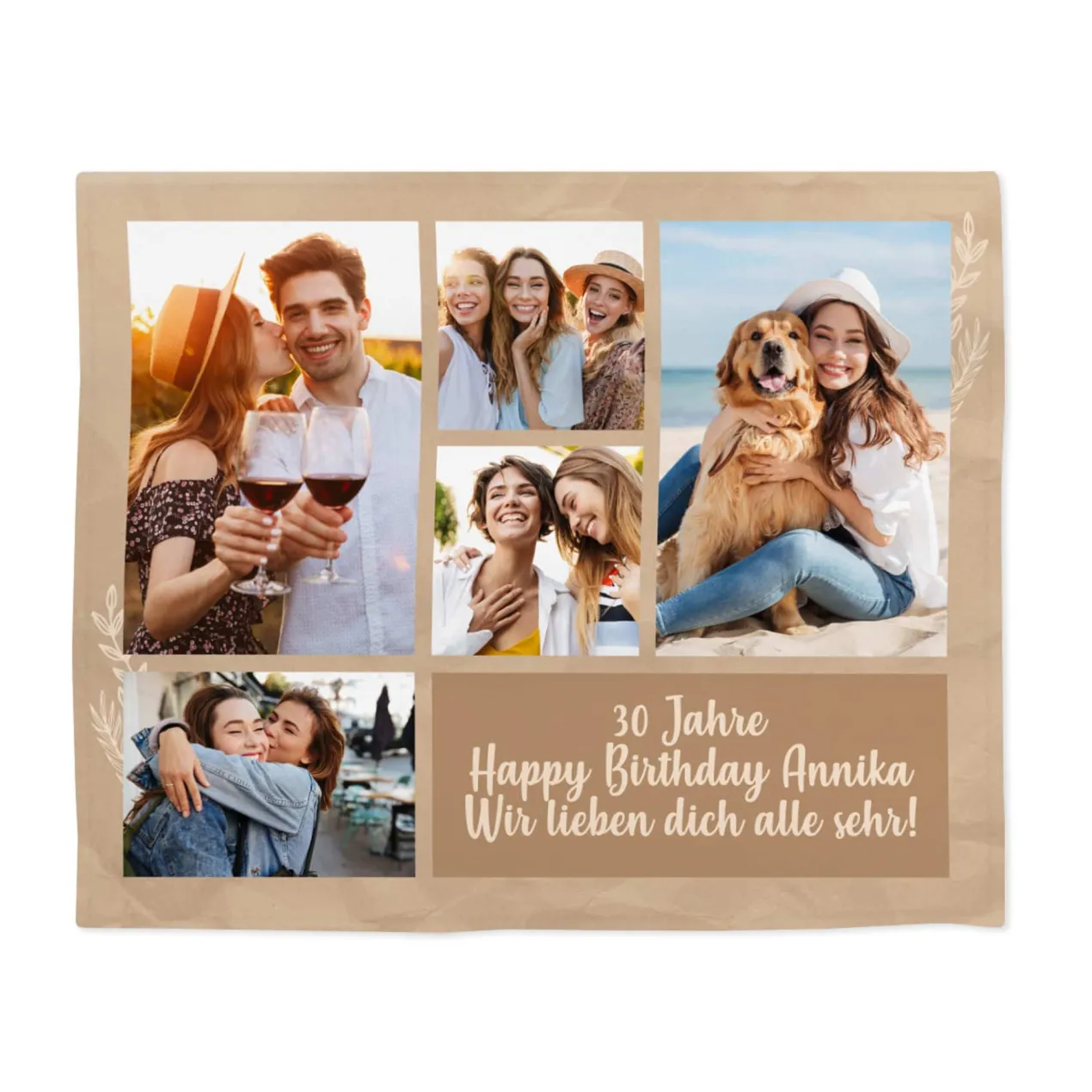 Kleine Kuscheldecke mit Fotos und Wunschtext