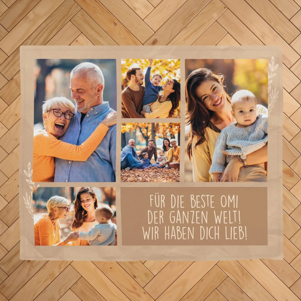 Kleine Kuscheldecke mit Fotos und Wunschtext