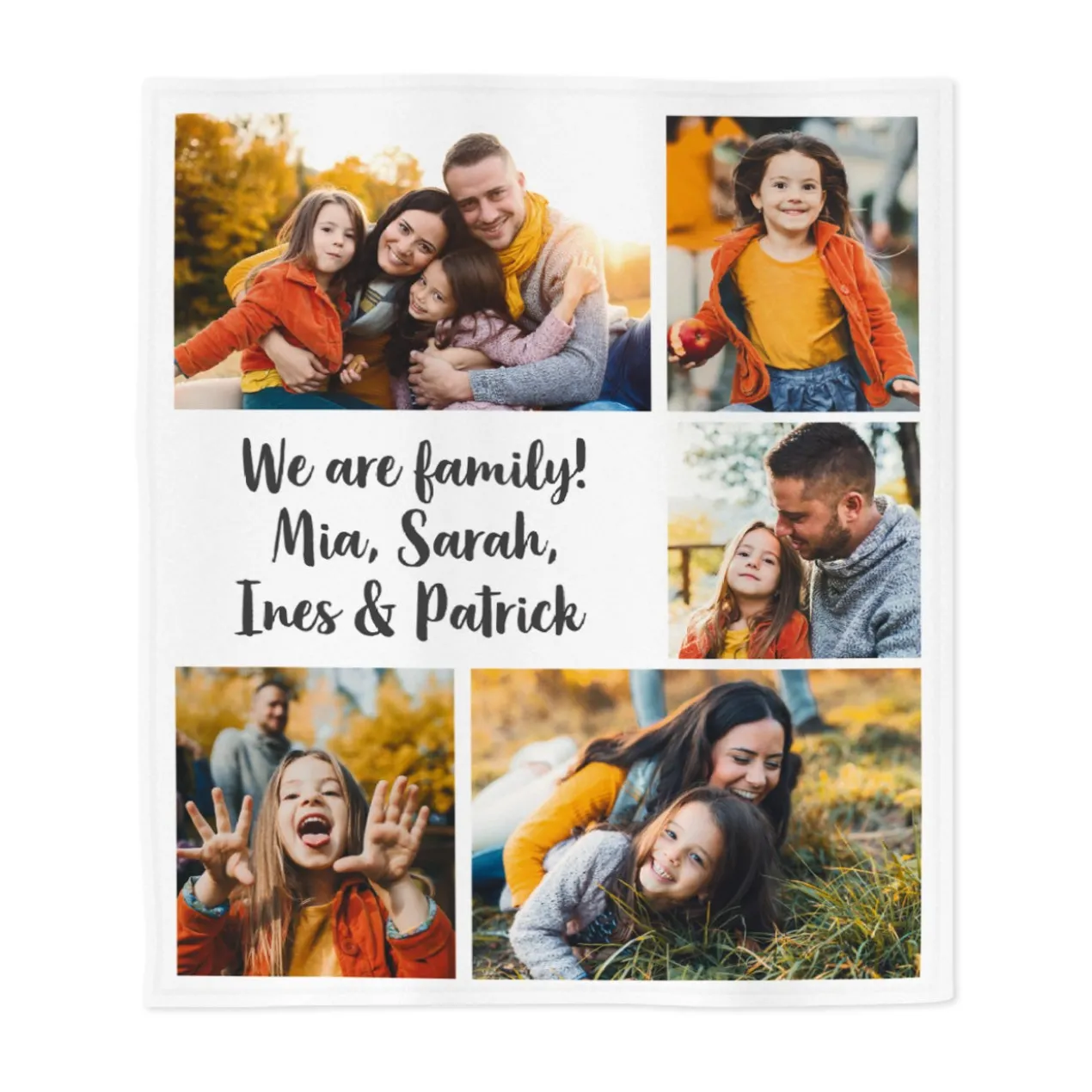 Kleine Kuscheldecke personalisiert mit 5 Fotos und Wunschtext | Geschenk für Familie und Freunde