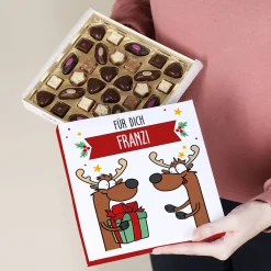 32 kleine Lindt Pralinen ohne Alkohol zu Weihnachten mit Rentiermotiv