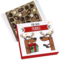 32 kleine Lindt Pralinen ohne Alkohol zu Weihnachten mit Rentiermotiv