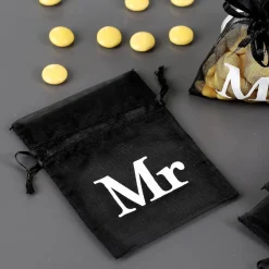 10 kleine Organza-Beutel mit Mr-Aufdruck Gastgeschenk