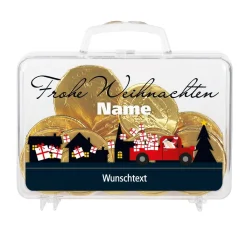 Kleiner Geldkoffer mit Weihnachtsmann und persönlichem Gruß