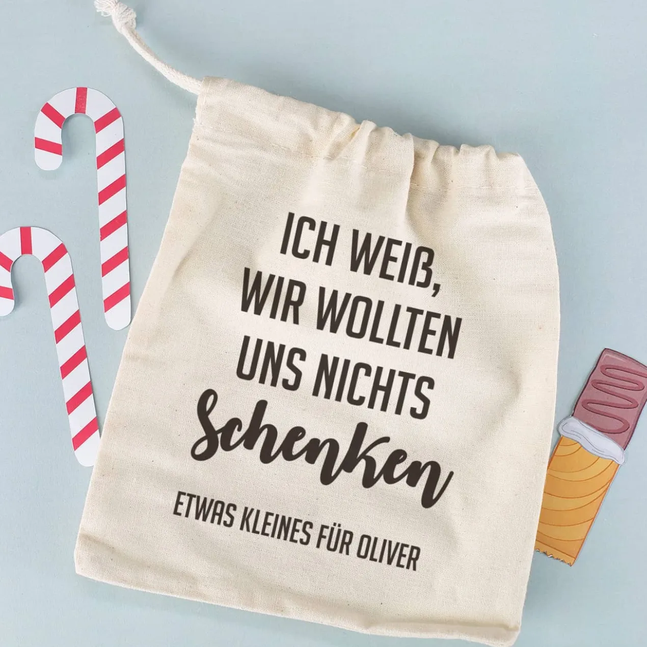 Kleiner Geschenksack - Ich weiß, wir wollten uns nichts schenken - mit Wunschtext