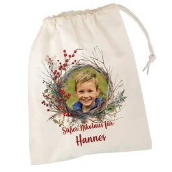 Kleiner Geschenksack zu Weihnachten mit Foto, Wunschtext & Name