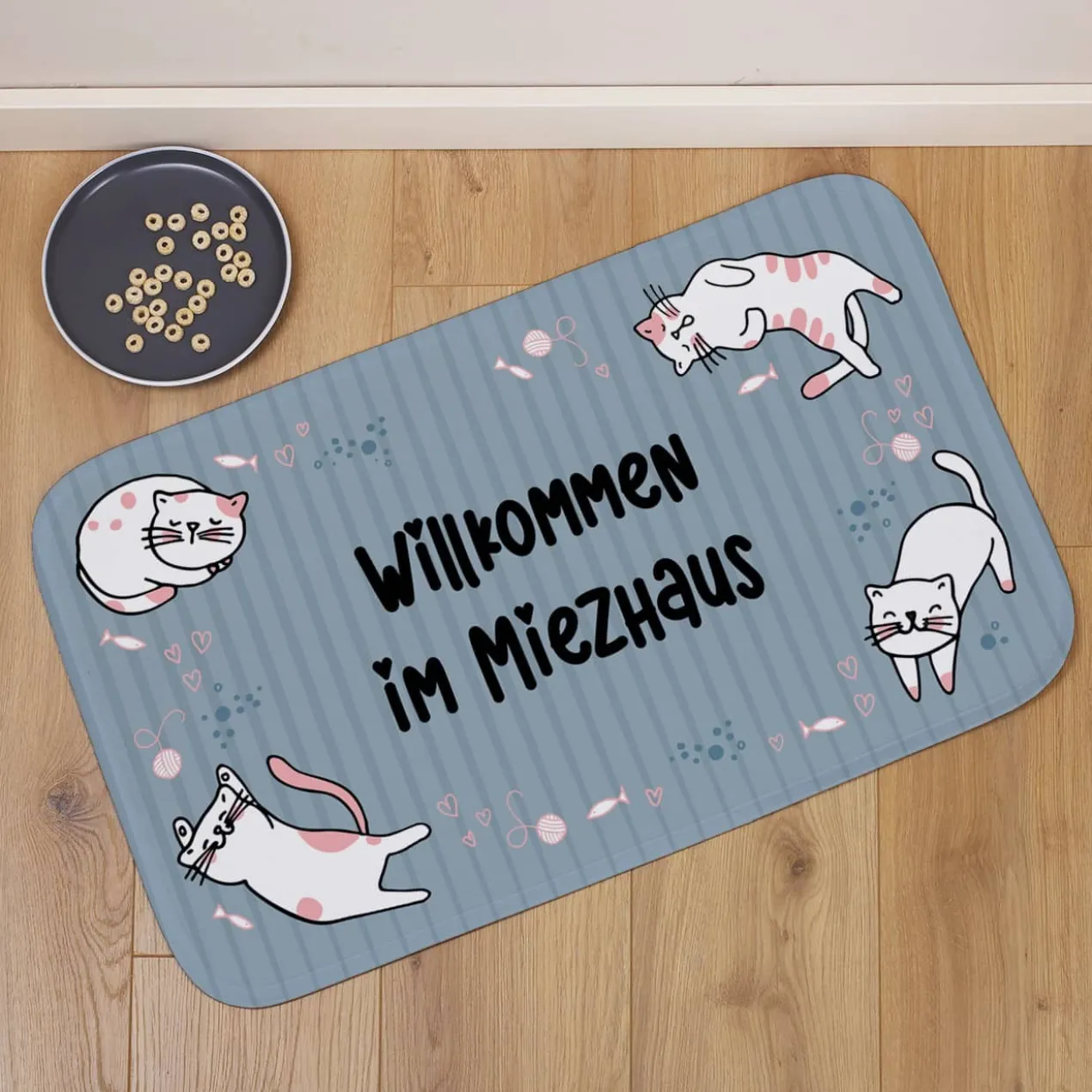 Kleiner Katzenteppich mit Wunschtext 76x45cm