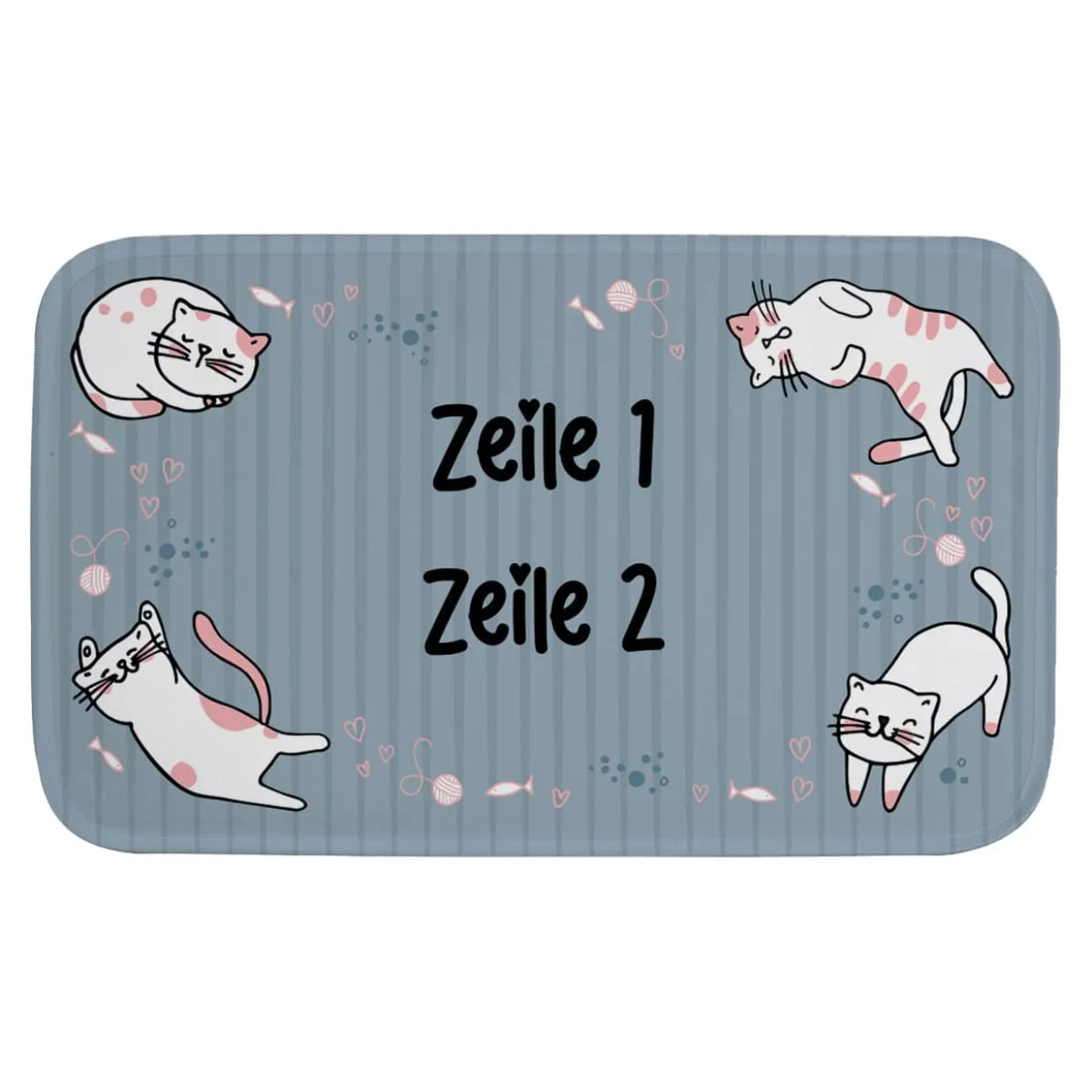 Kleiner Katzenteppich mit Wunschtext 76x45cm