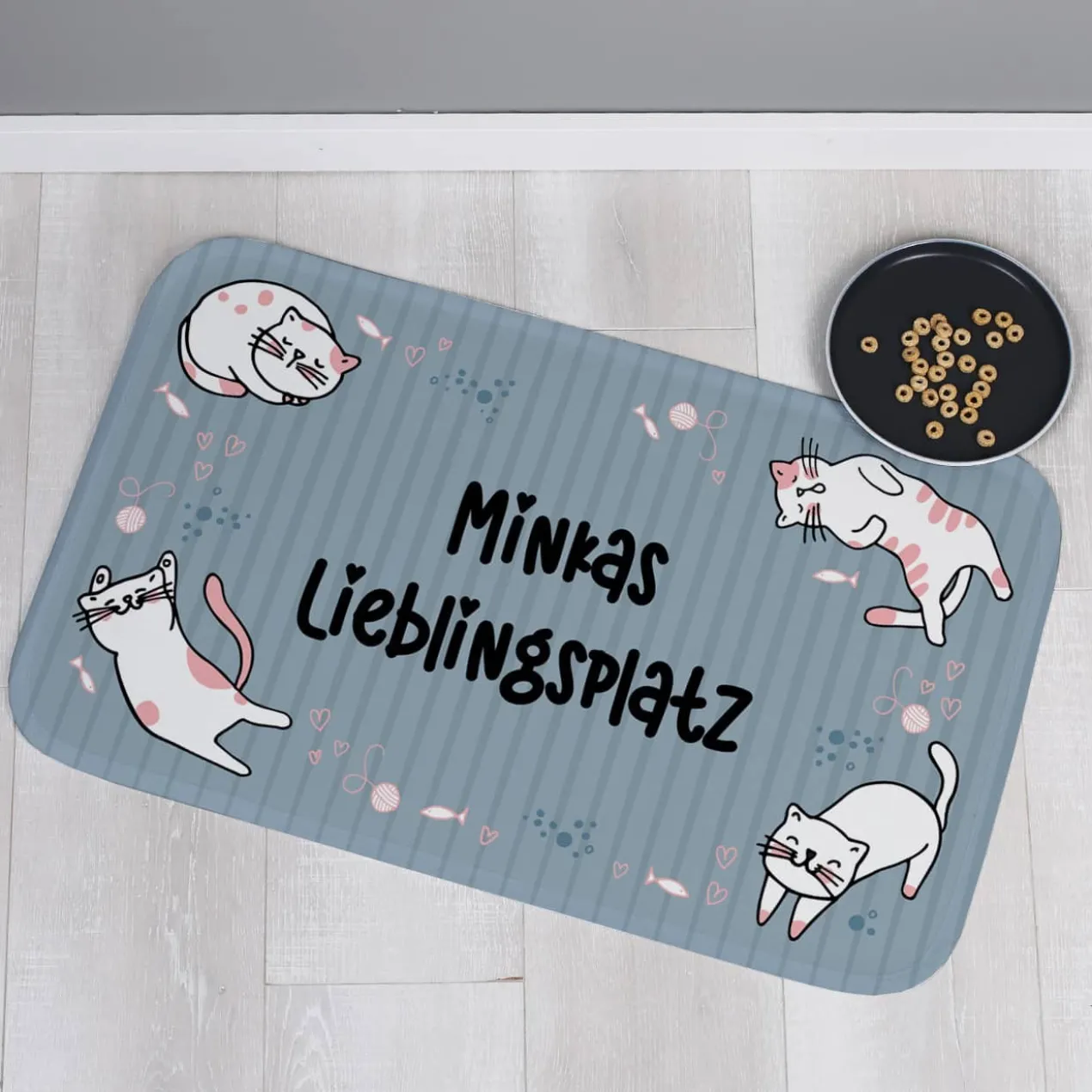 Kleiner Katzenteppich mit Wunschtext 76x45cm