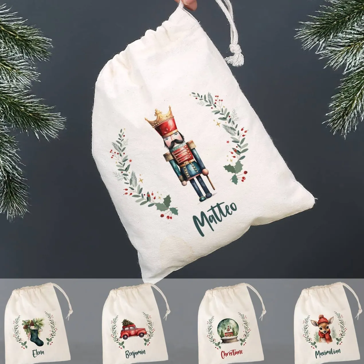 Kleiner Nikolaussack mit verschiedenen Motiven und Name