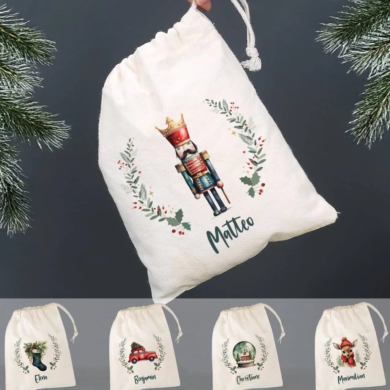 Kleiner Nikolaussack mit verschiedenen Motiven und Name