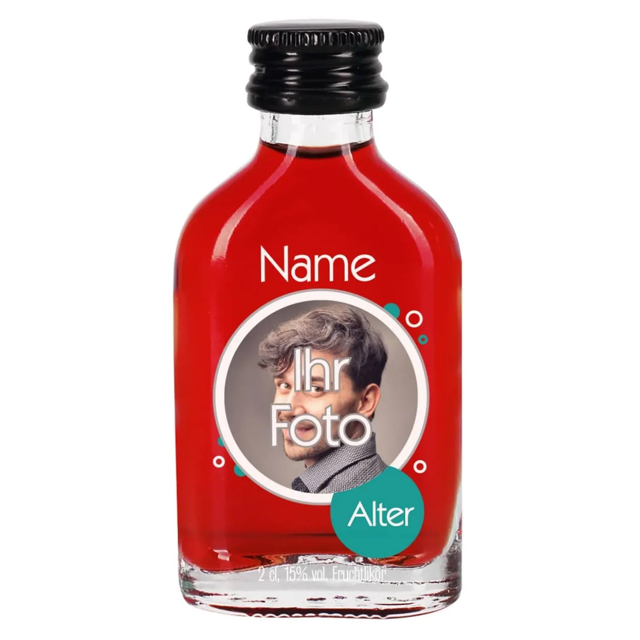 Kleiner Schnaps zum Geburtstag mit Ihrem Foto, Name und Jahreszahl personalisiert | 2 Sorten