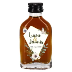 Kleiner Schnaps zum Polterabend oder zur Hochzeit mit Namen und Datum bedruckt