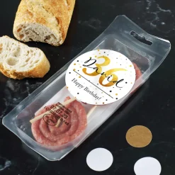 Kleine Salami-Herzen zum Geburtstag mit Name und Alter bedruckt