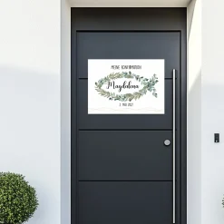 Kleines Banner zur Taufe, Kommunion oder Konfirmation | Eukalyptus-Fischmotiv | Personalisierbar