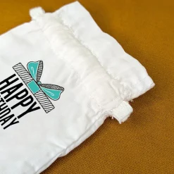 Kleines Baumwoll-Säckchen für Geldgeschenke zum Geburtstag personalisiert mit Name | Happy Birthday
