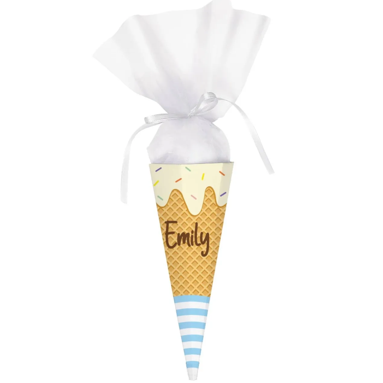 Kleine Schultüte in Eiswaffel Form mit Wunschname