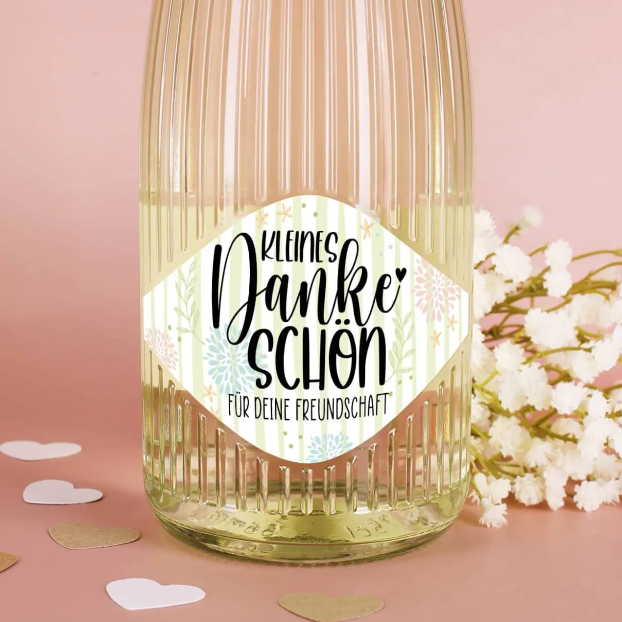 Kleines Dankeschön - Fruchtsecco in zwei Sorten mit Ihrem Wunschtext