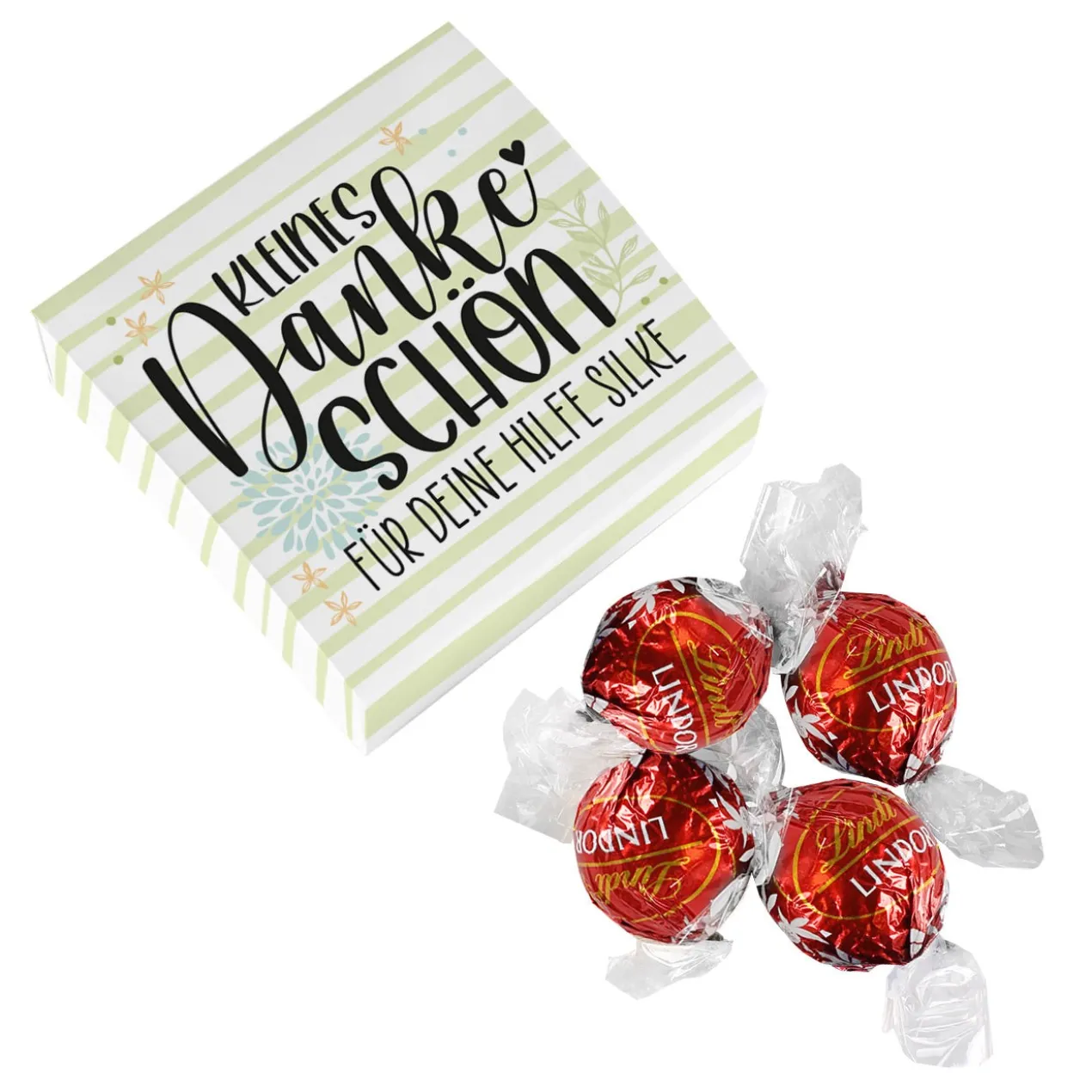 Kleines Dankeschön - 4 Lindorkugeln in kleiner Geschenkverpackung