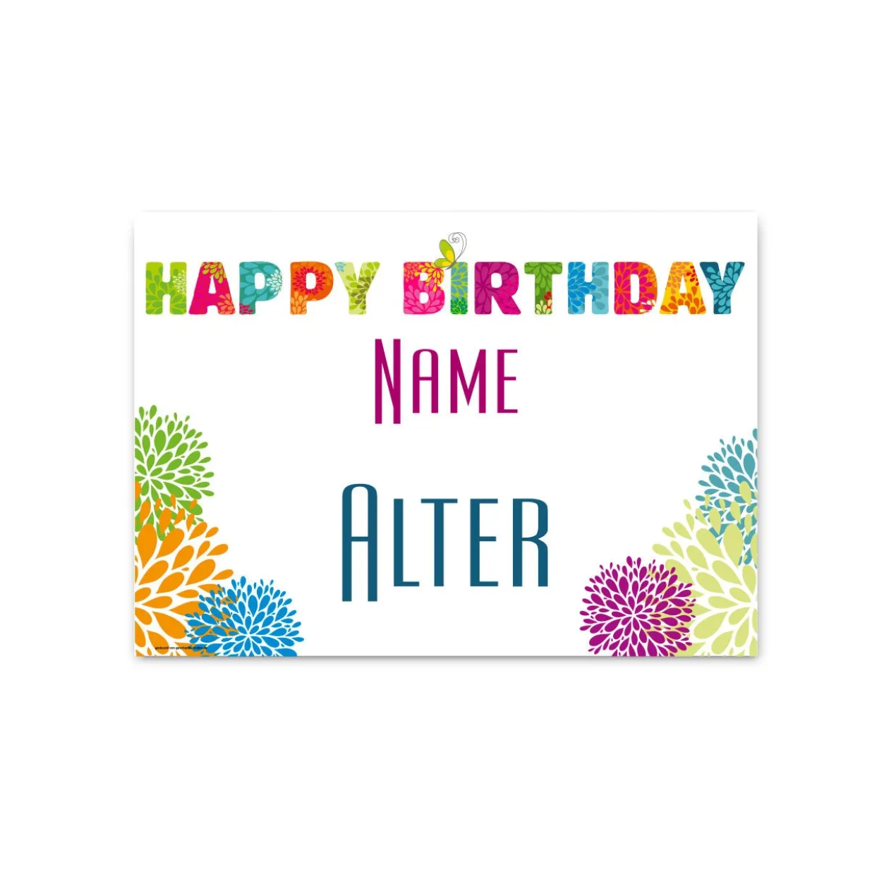 Kleines Geburtstagsbanner Happy Birthday mit Name und Alter