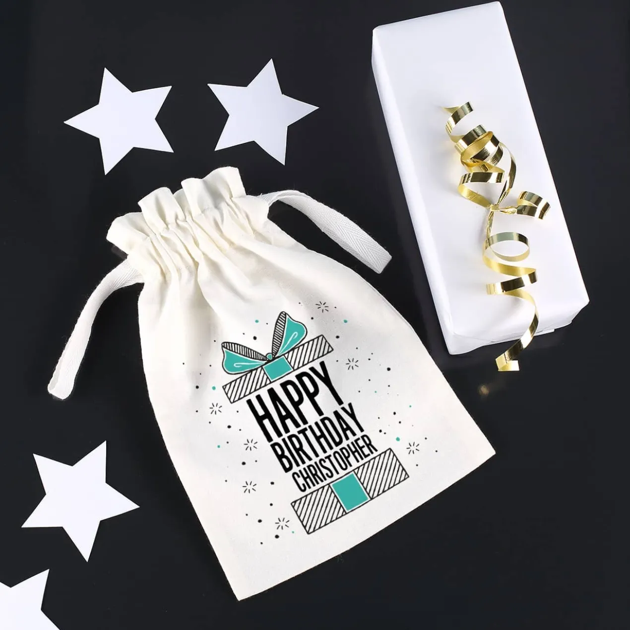 Kleines Geschenksäckchen "Happy Birthday" mit Ihrem Namen