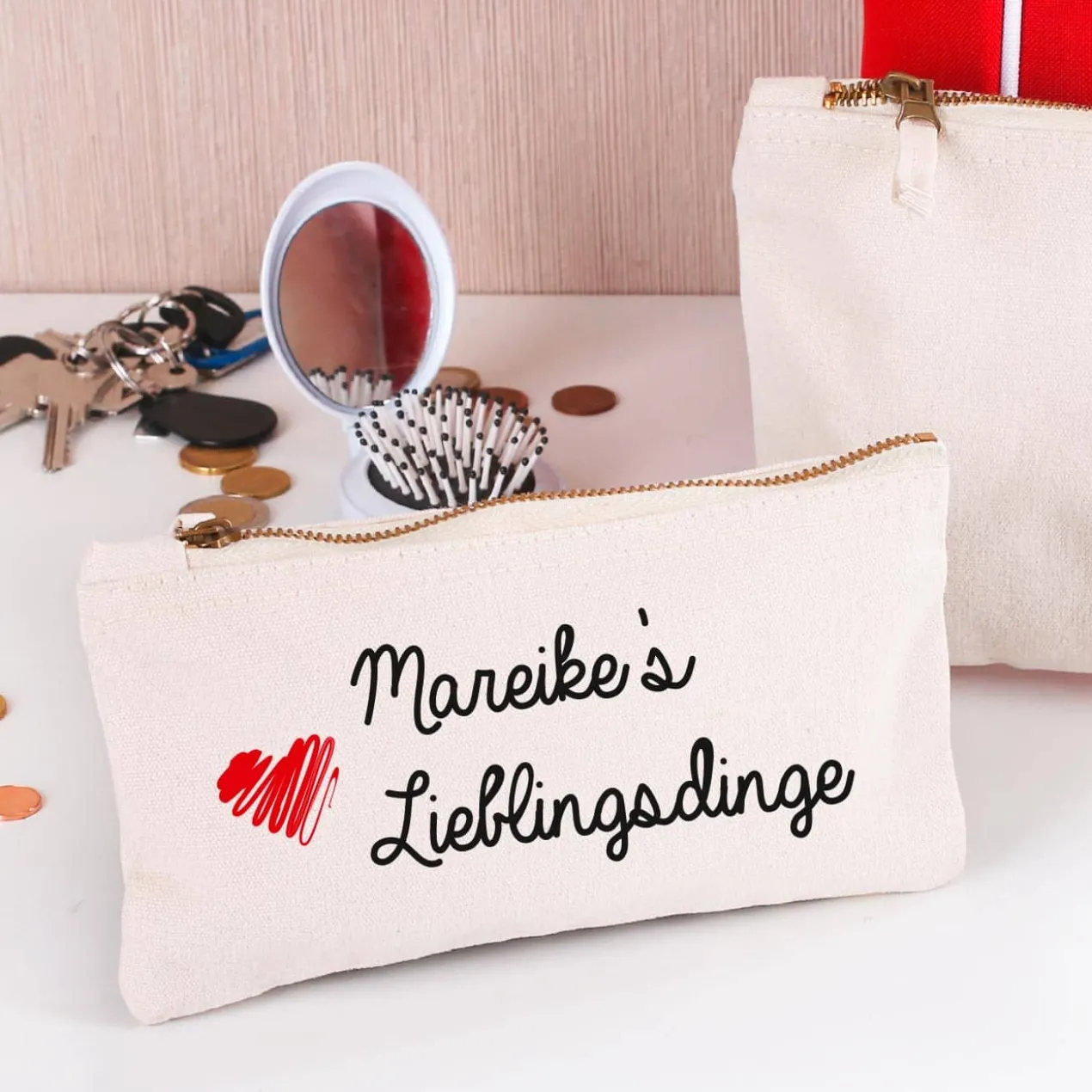 Kleine Tasche für Lieblingsdinge mit Namensaufdruck