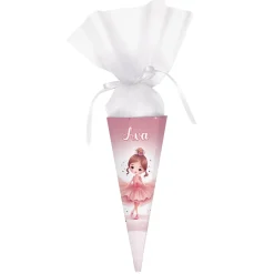 Kleine Zuckertüte mit bezaubernder Ballerina und Name, 28 cm