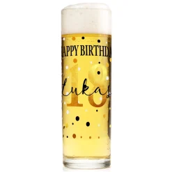 Kölsch Glas 'Happy Birthday' personalisiert mit Name & Alter | Bier Stange als Geschenk zum Geburtstag