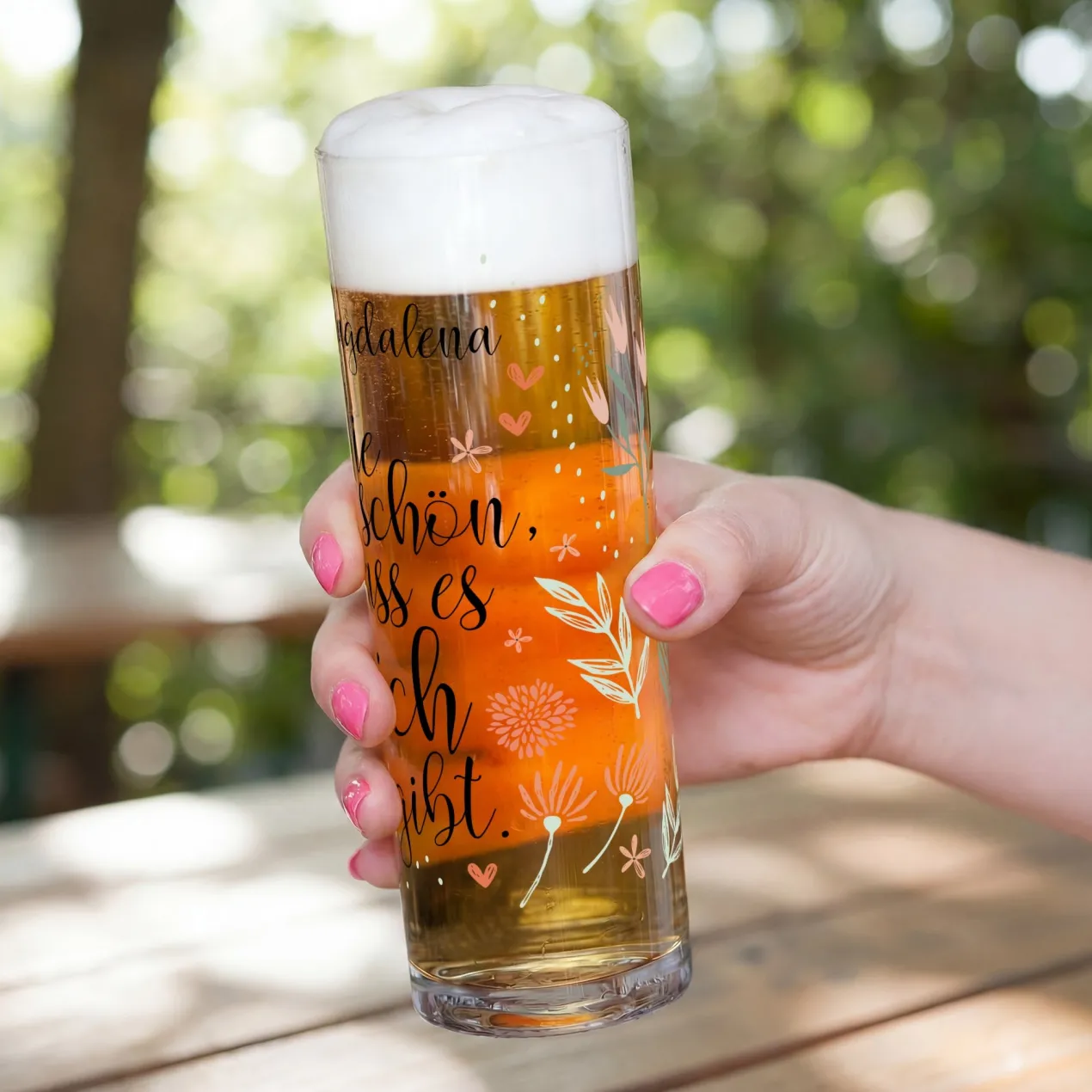 Kölschglas mit Name 'Schön, dass es Dich gibt' als Dankeschön | Bier Glas Geschenk zum Geburtstag