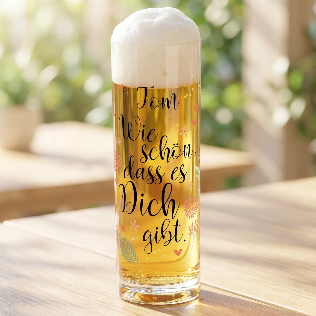 Kölschglas mit Name 'Schön, dass es Dich gibt' als Dankeschön | Bier Glas Geschenk zum Geburtstag