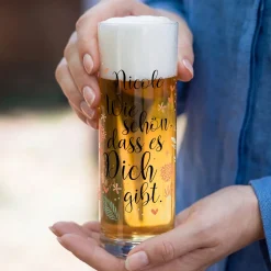 Kölschglas mit Name 'Schön, dass es Dich gibt' als Dankeschön | Bier Glas Geschenk zum Geburtstag