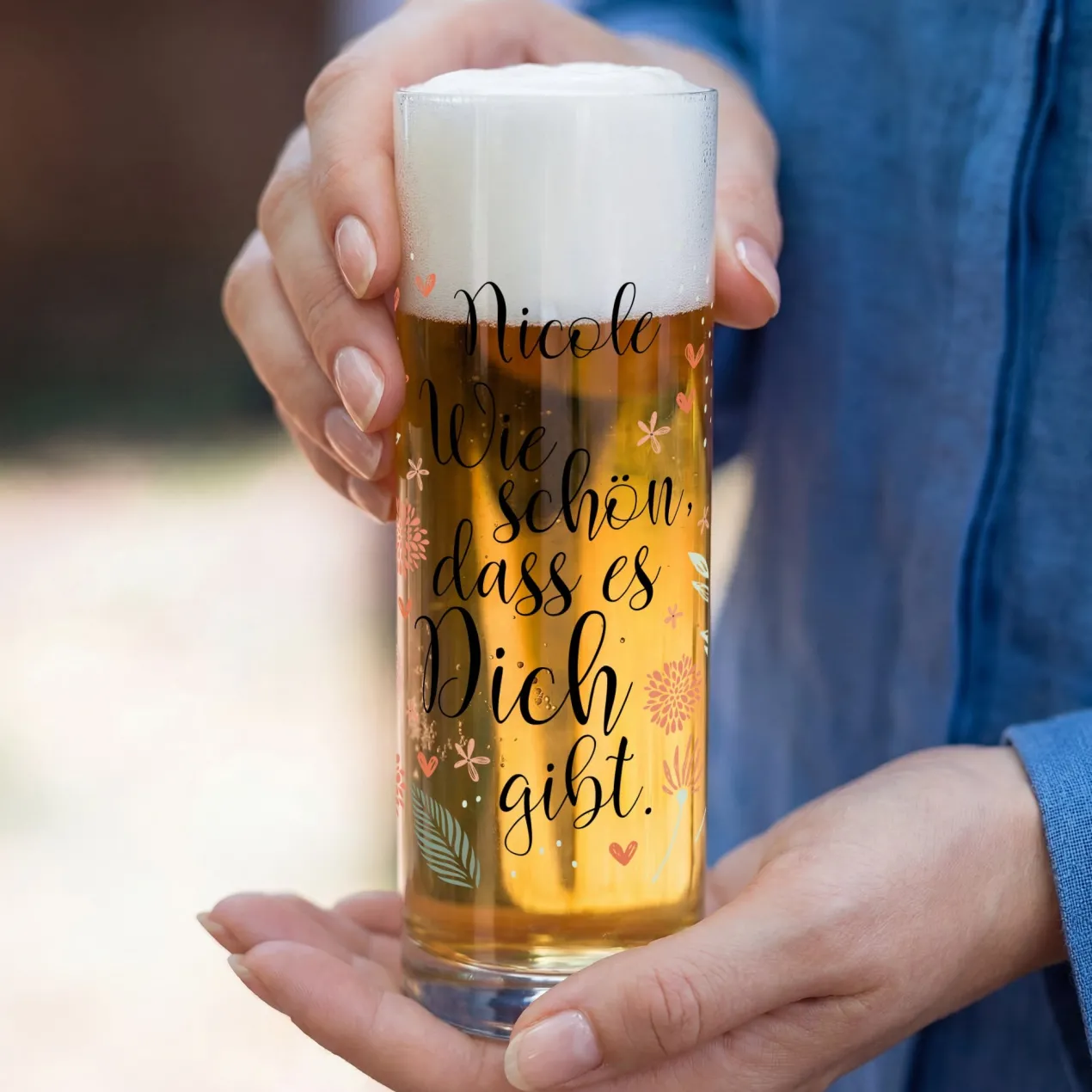 Kölschglas mit Name 'Schön, dass es Dich gibt' als Dankeschön | Bier Glas Geschenk zum Geburtstag