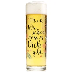 Kölschglas mit Name 'Schön, dass es Dich gibt' als Dankeschön | Bier Glas Geschenk zum Geburtstag