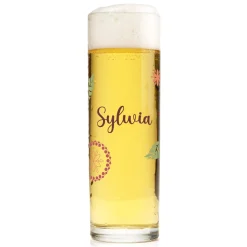 Kölsch Glas personalisiert mit Name & Blumen Motiv | Kölschstange als Geschenk für Bier Freunde
