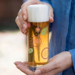Kölsch Glas personalisiert mit Name & Blumen Motiv | Kölschstange als Geschenk für Bier Freunde