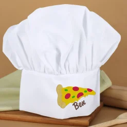 Kochmütze mit Pizza und Name bestickt