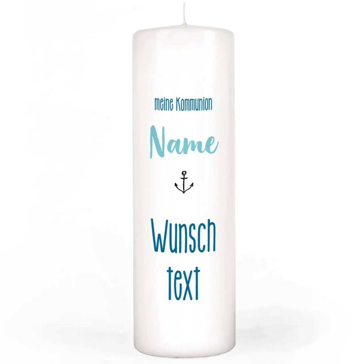 Kommunionkerze mit Papierboot und Anker