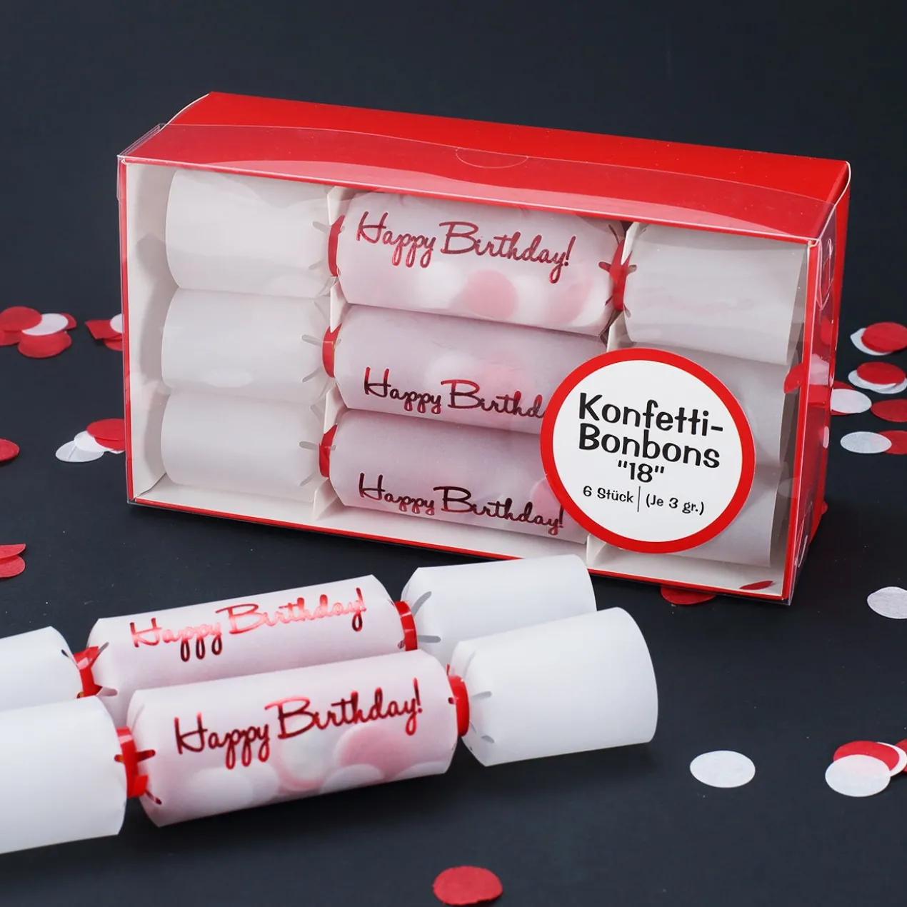 Konfetti-Bonbons zum 18. Geburtstag 6tlg.